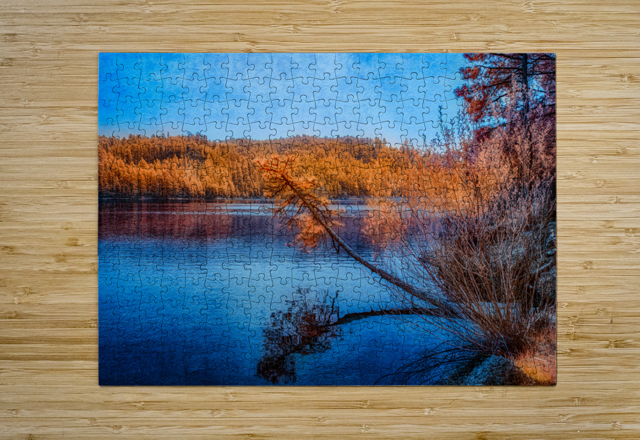Arboreal Embrace: Trees Embracing the Tranquil Waters Dream World Images Puzzle printing