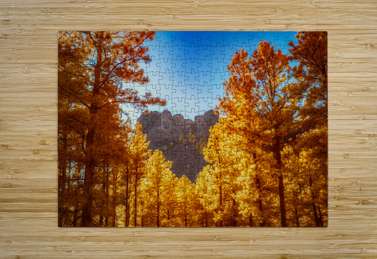 Mount Rushmore Yellow Glow: Infrared Beauty Amidst the Trees Dream World Images Puzzle printing