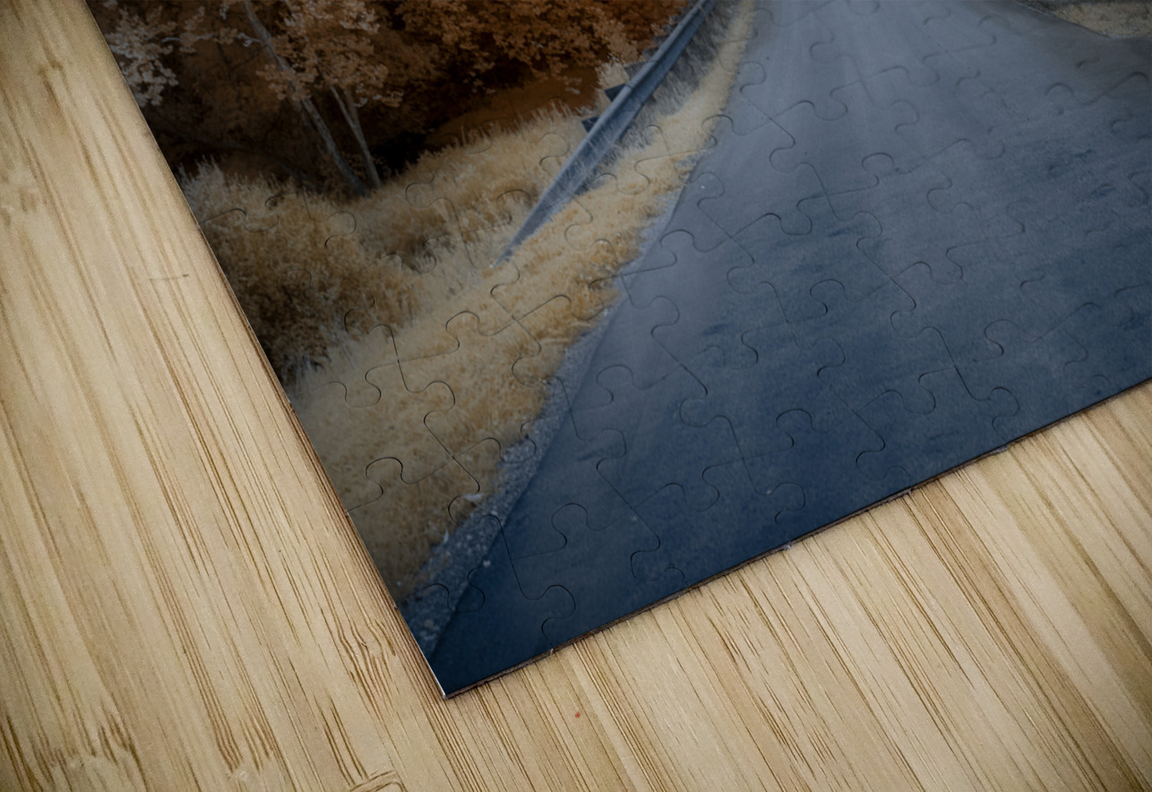 Infrared Serenity: The Red Bridge Dream World Images Puzzle