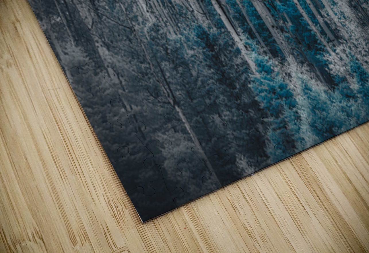 Ethereal Blue Amidst Monochrome Forest Dream World Images Puzzle