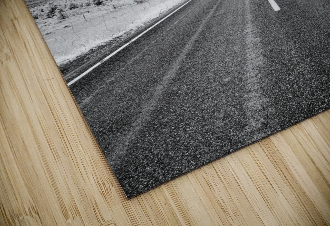 Rural Majesty Unveiled: Montanas Highway Horizon in Black and White Infrared Splendor  Dream World Images Puzzle