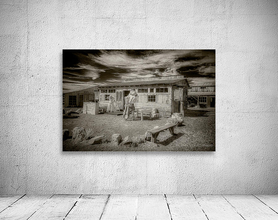 Frontier Clash on a Weathered Porch Wall Preview