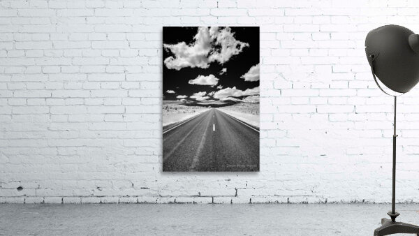 Rural Majesty Unveiled: Montanas Highway Horizon in Black and White Infrared Splendor Wall Preview