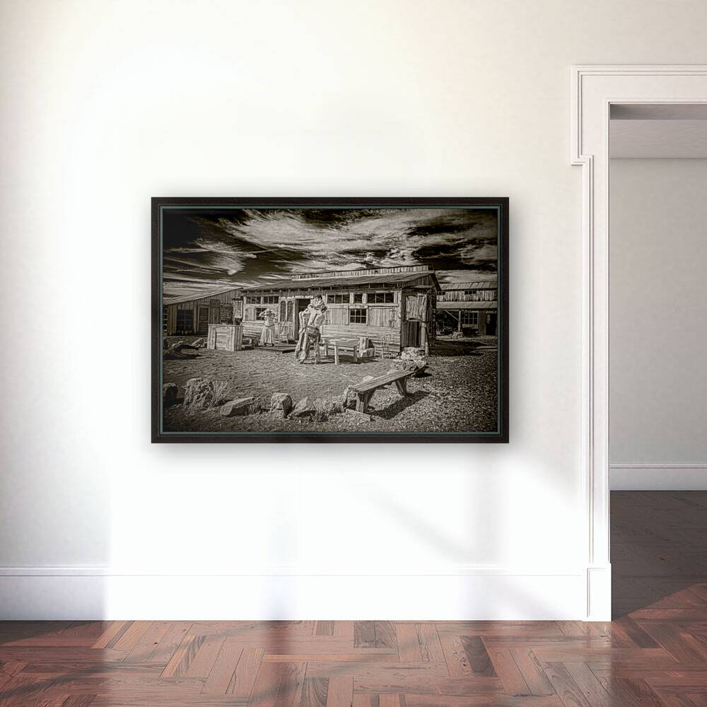 Frontier Clash on a Weathered Porch Reproduction