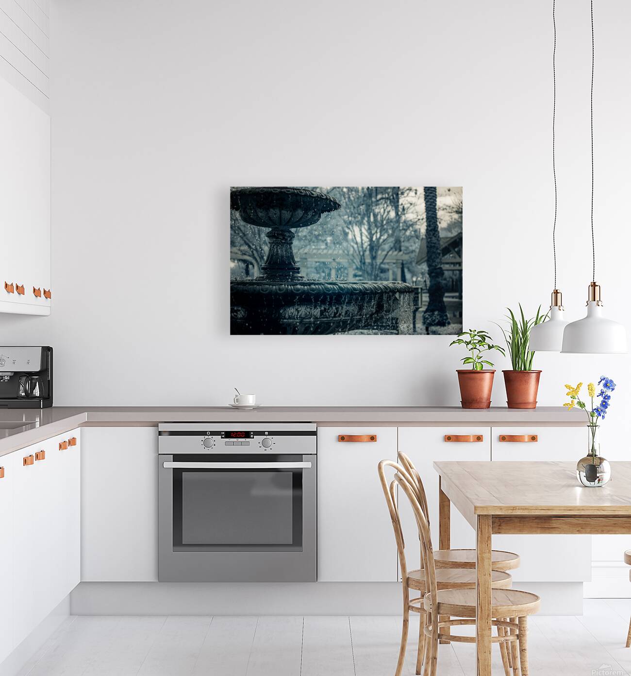 Rainy Day Wonders: Fountain Frozen in time in Saint Marys Georgia Reproduction