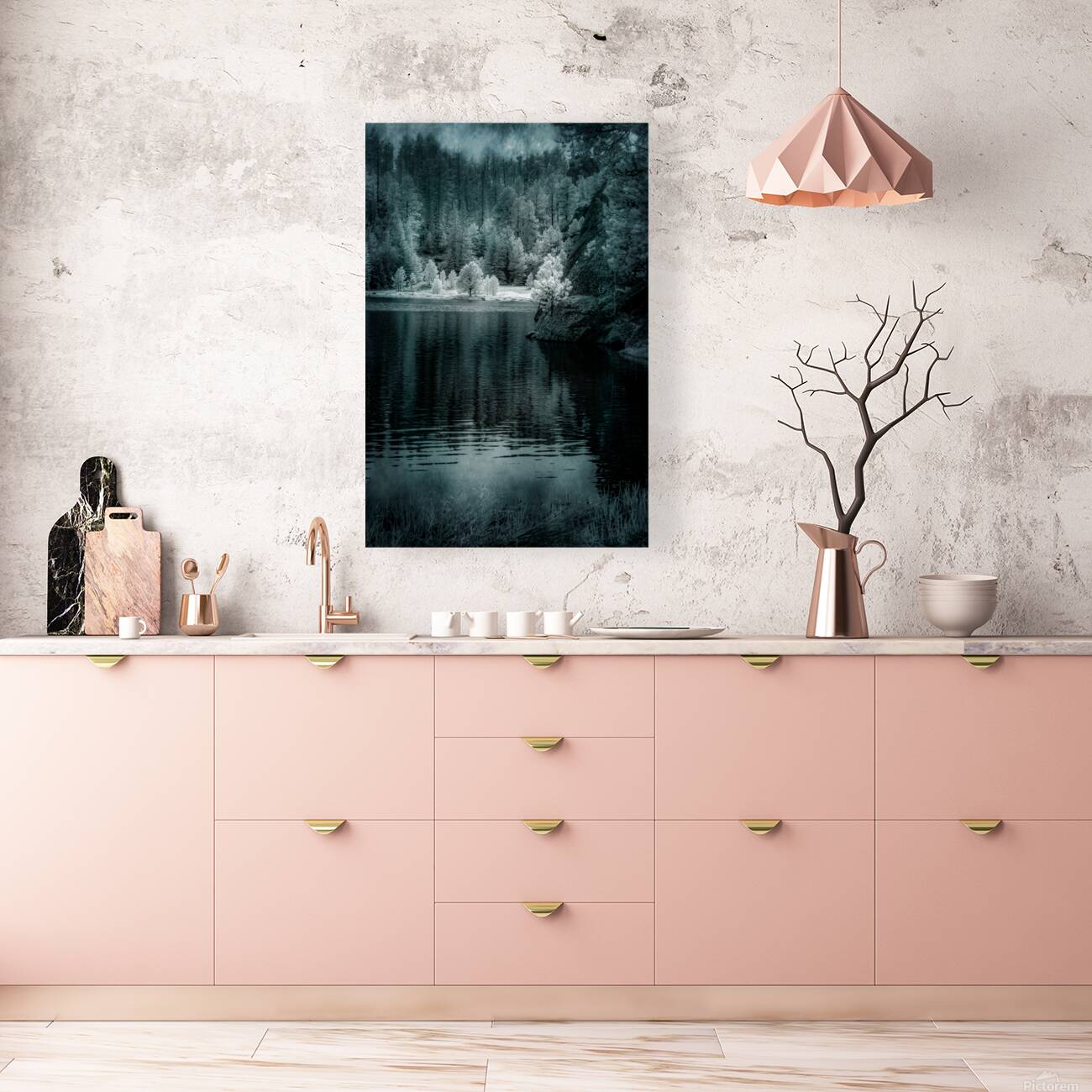 Enchanting Haze: Sylvan Lakes Smoky Pine Glow in Infrared Reproduction