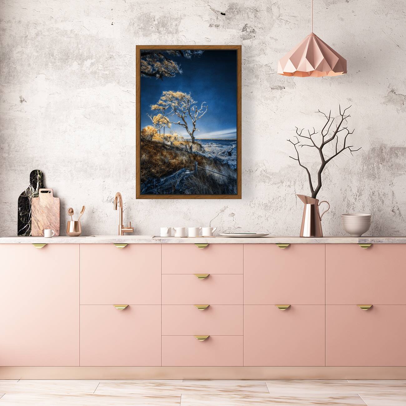 Blue Bonsai: A Botanical Marvel Unveiled on Driftwood Beach Reproduction