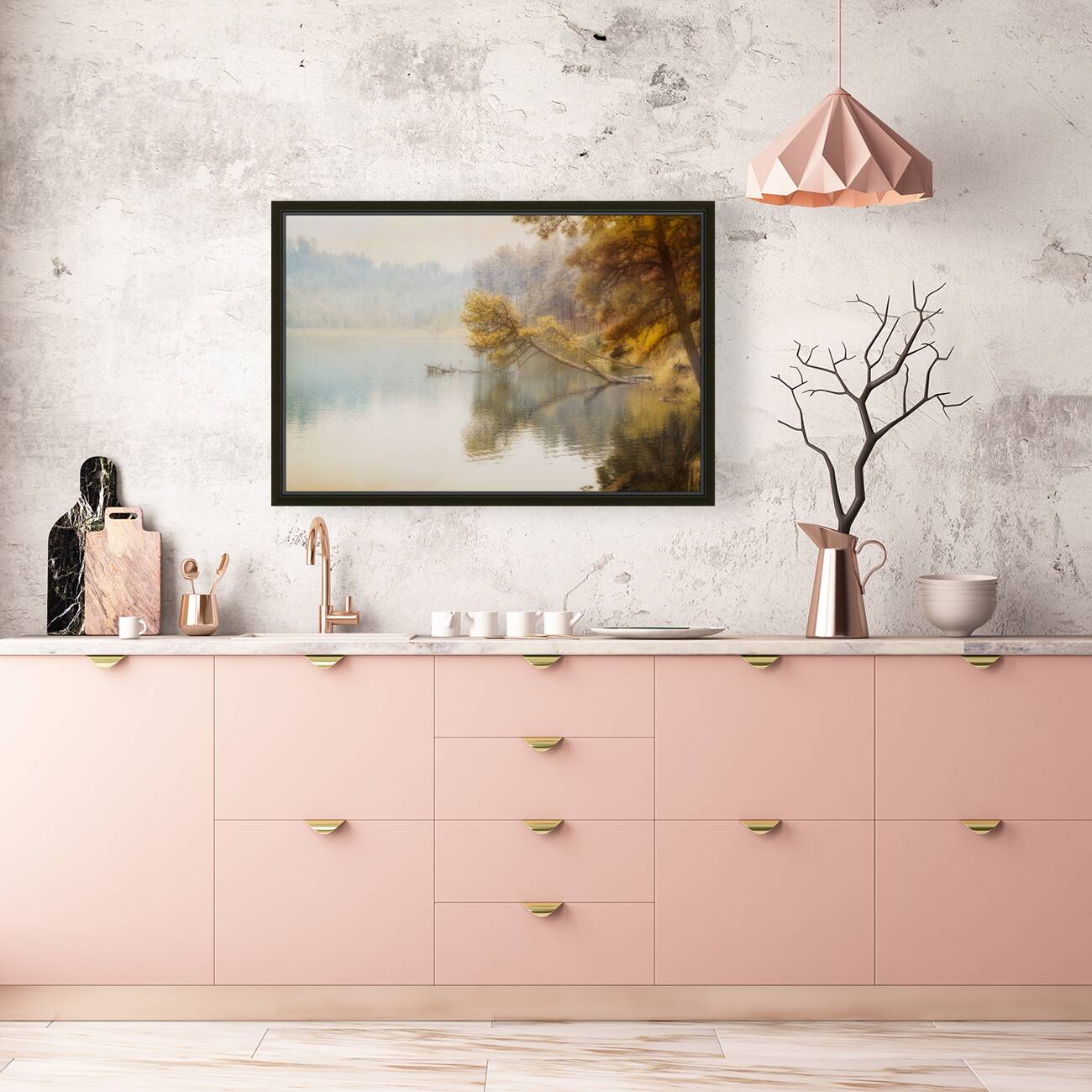 Canopy Cascade: Trees Adorn the Lakes Edge Reproduction