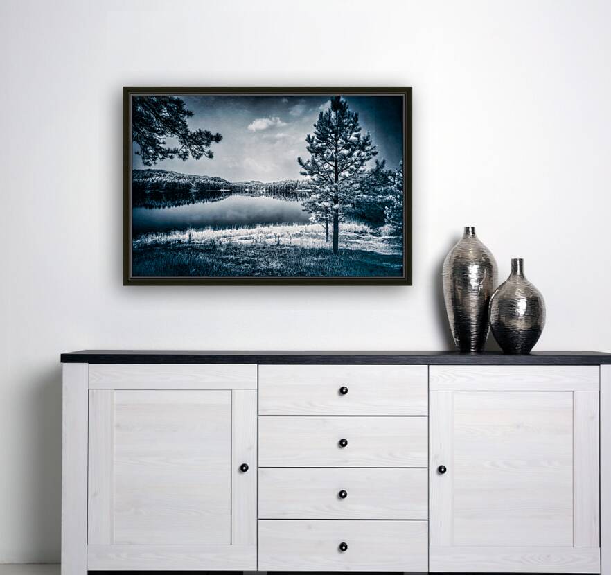 Whispers of Enchantment: The Pine Tree Guardian of the Lakes Edge Reproduction