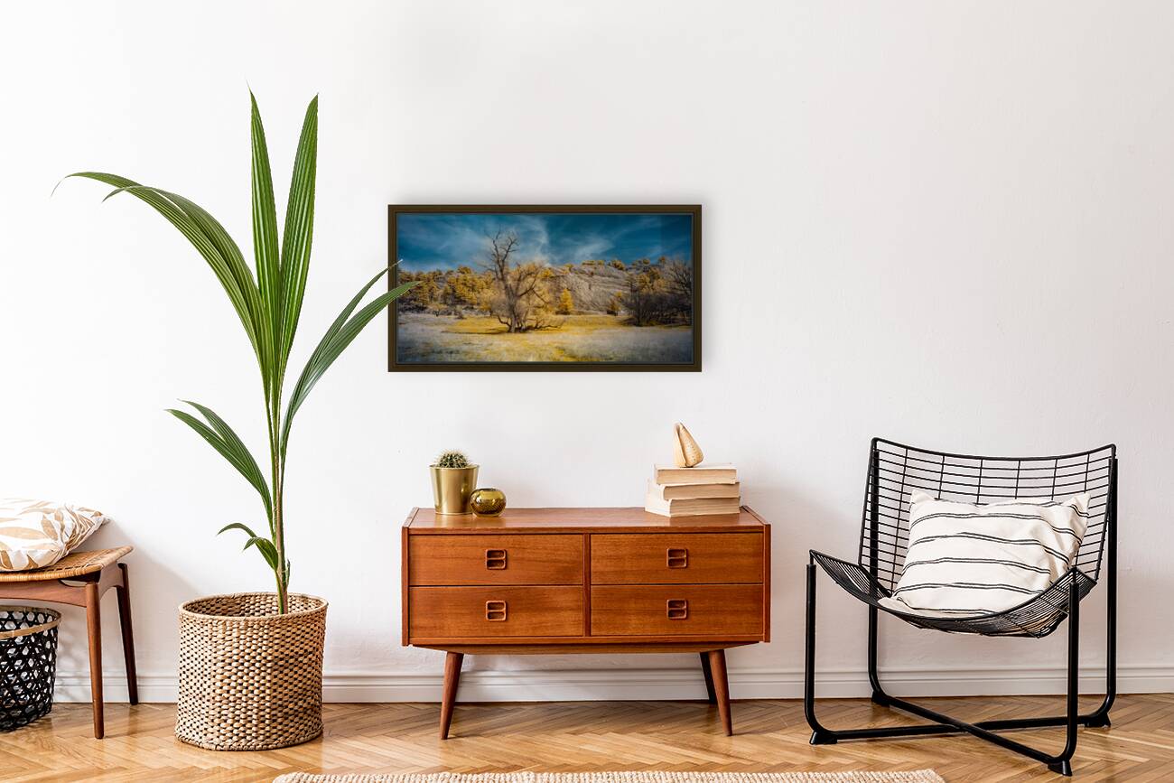 A Tranquil Escape: Red Rock Canyon Open Space in Golden Infrared Splendor Reproduction