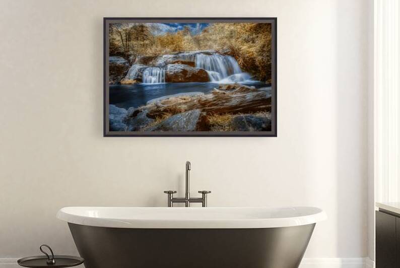 Sapphire Dreams: A Tranquil Waterfall Journey by Dream World Images