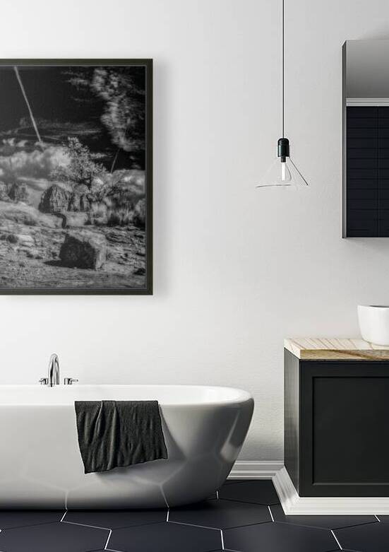 Boulder and Branch Under Silent Clouds by Dream World Images