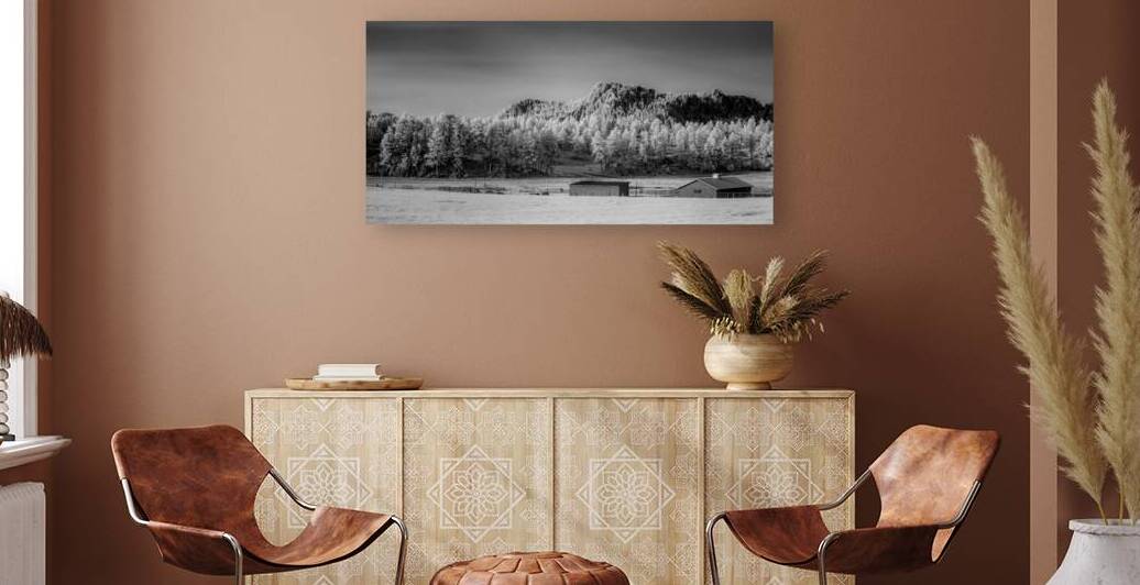 Farm at the base of a mountain by Dream World Images