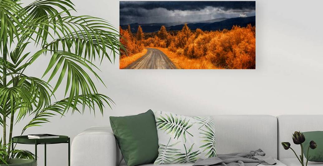 Epic Descent: Montanas Infrared Mountain Road by Dream World Images