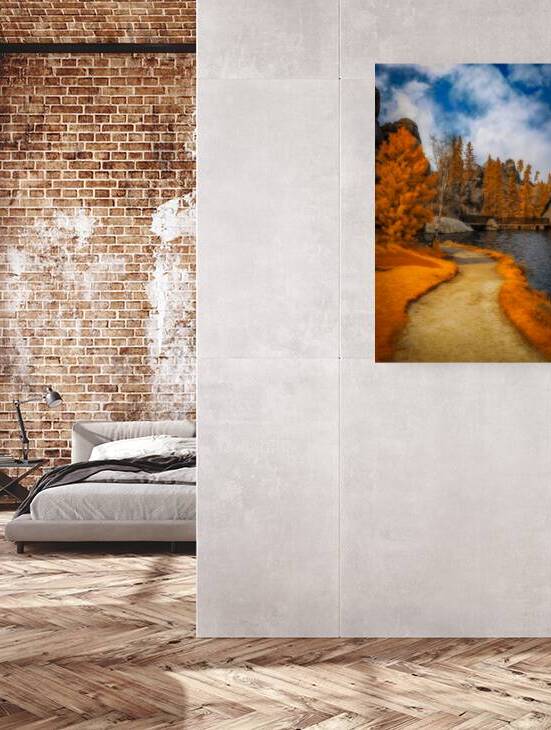 Autumnal Serenity: Sylvan Lake Path in Infrared by Dream World Images