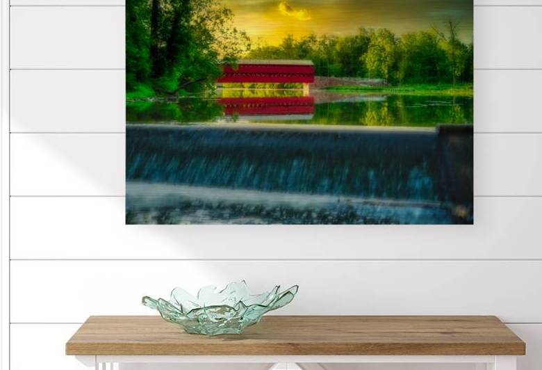 Tranquil Reflections: A Captivating Sunset at Sachs Bridge by Dream World Images