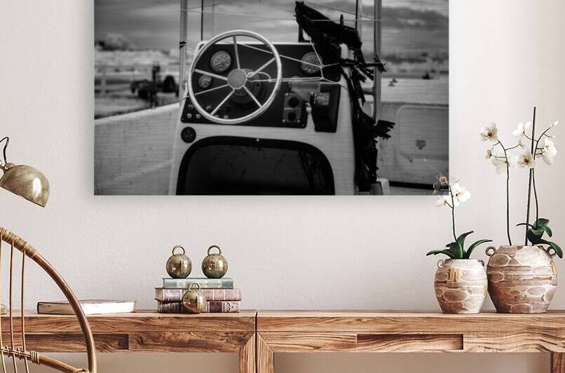 Detailing the Deck: Black & White Boat Beauty by Dream World Images