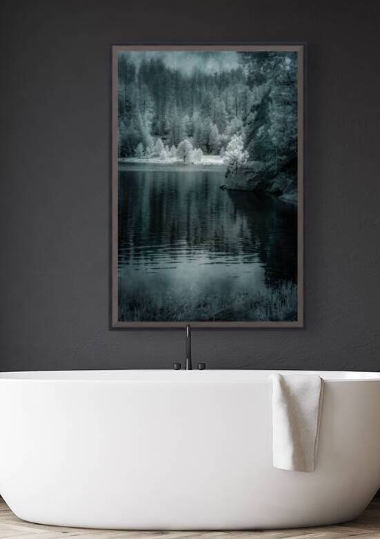 Enchanting Haze: Sylvan Lakes Smoky Pine Glow in Infrared by Dream World Images