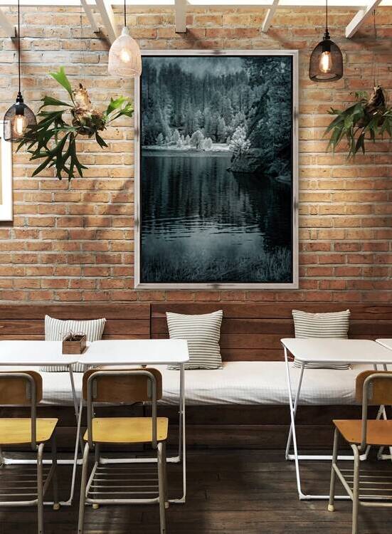 Enchanting Haze: Sylvan Lakes Smoky Pine Glow in Infrared by Dream World Images