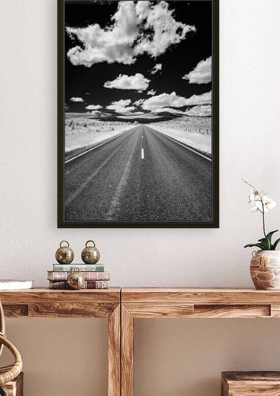Rural Majesty Unveiled: Montanas Highway Horizon in Black and White Infrared Splendor  by Dream World Images