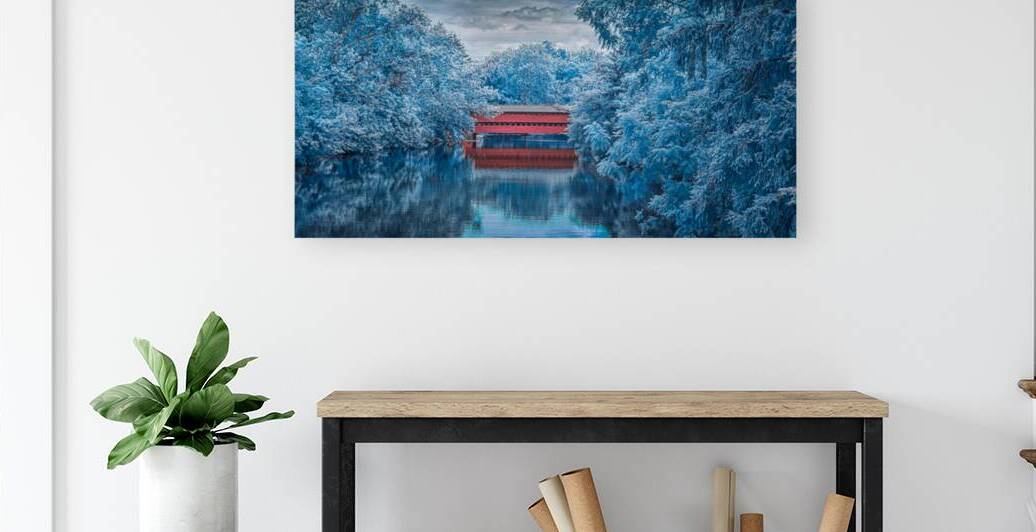 Sachs Bridge: Reflective Tranquility in Infrared by Dream World Images