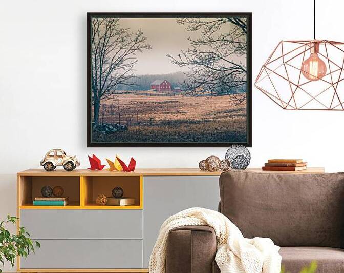 Winters Embrace: A Timeless Red Barn in Gettysburg by Dream World Images