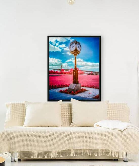 Timeless Radiance: Fort Myers Town Clock in Infrared by Dream World Images