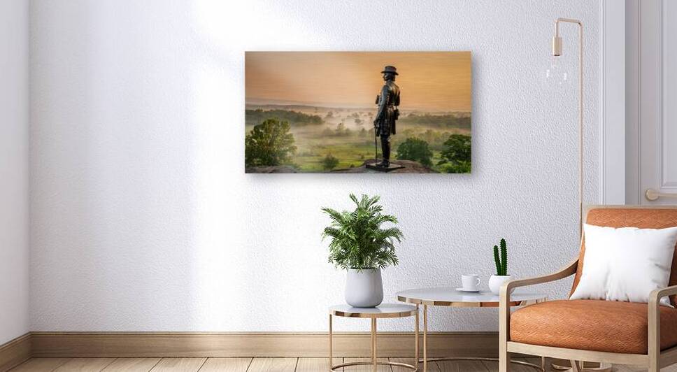 Dawns Embrace: A Vibrant Sunrise at General Warren Monument in Gettysburg by Dream World Images