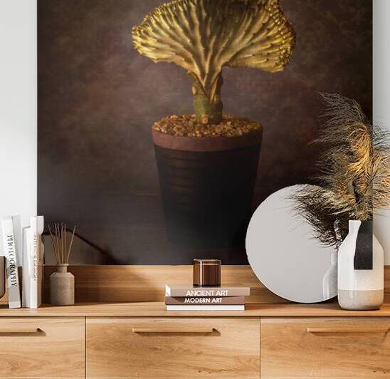 Cactus Elegance: Wavy Beauty in Artful PotteryDescription by Dream World Images